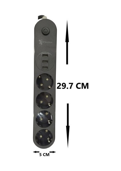 Ftr-01 3'lü Priz, 3 x Usb 2mt Kablo Uzatma Kablosu