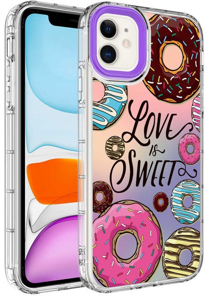 Apple iPhone 11 Kılıf Kamera Korumalı Renkli Desenli Sert Silikon Korn Kapak
