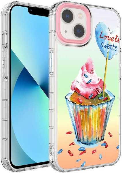 Apple iPhone 14 Plus Kılıf Kamera Korumalı Renkli Desenli Sert Silikon Korn Kapak