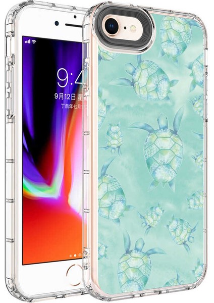 Apple iPhone Se 2020 Kılıf Kamera Korumalı Renkli Desenli Sert Silikon Korn Kapak