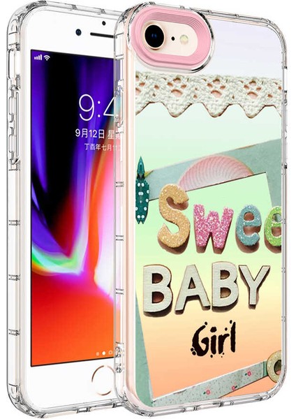 Apple iPhone Se 2020 Kılıf Kamera Korumalı Renkli Desenli Sert Silikon Korn Kapak