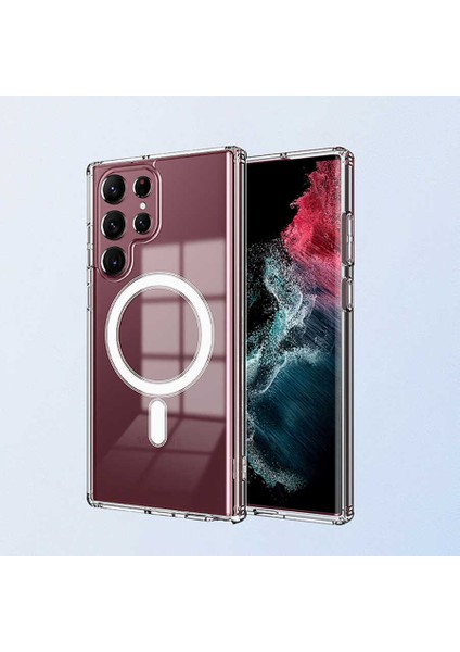 Galaxy S22 Ultra Kılıf Wireless Kablosuz Şarj Destekli Sararmaz Şeffaf Darbe Emici Tacsafe Kapak fiyatları