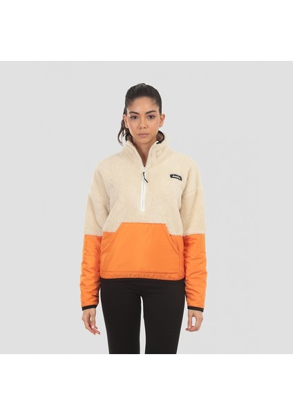 Colorblock W 1/2 Zip Sherpa Jacket Krem Renk Kadın Yarım Fermuarlı Üst - D202018-580