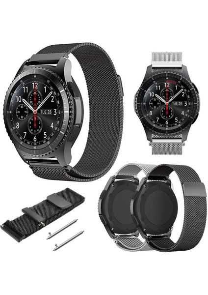 Huawei Watch Gt2 GT2E Gt2 Pro Gt3 Gt3 Pro 46MM Mıknatıslı Hasır Metal Kayış Kordon
