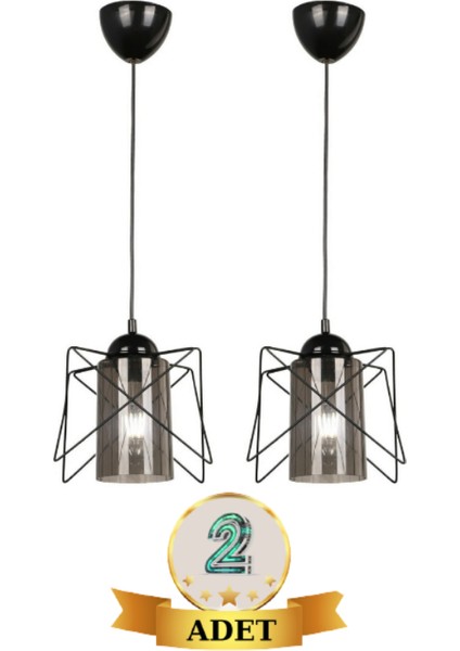 Zikzak Siyah Füme Mikalı Tekli Sarkıt Avize