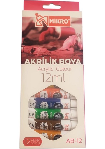 Akrilik Boya 12 Renk 12 ml Tüp