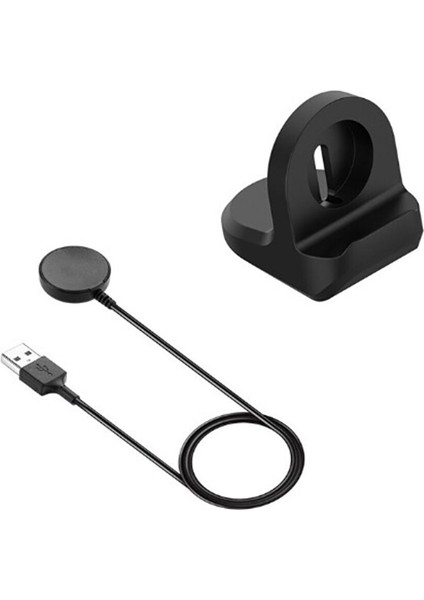 Samsung Galaxy Watch 4 Akıllı Saat Uyumlu USB Şarj Kablosu + Silikon Şarj Standı Tutucu
