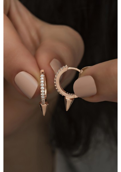 925 Ayar Gümüş 15 mm Rose Çivi Model Küpe