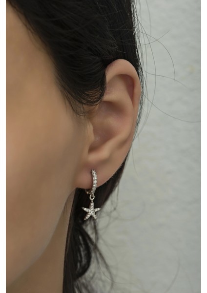 925 Ayar Gümüş Sallantılı Rodyumlu Deniz Yıldızı Küpe fiyatları