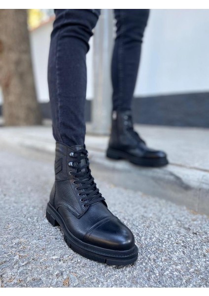 %100 Hakiki Deri Erkek Kışlık Günlük Kauçuk Kaymaz Taban Bağcıklı ve Fermuarlı Postal Bot 40-44 fırsatları