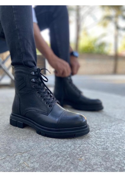 %100 Hakiki Deri Erkek Kışlık Günlük Kauçuk Kaymaz Taban Bağcıklı ve Fermuarlı Postal Bot 40-44 indirimleri