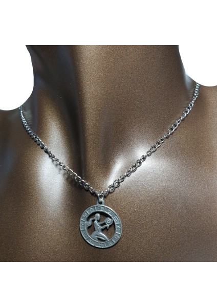 Gümüş Renk 22MM Başak Burcu Figürlü Kolye