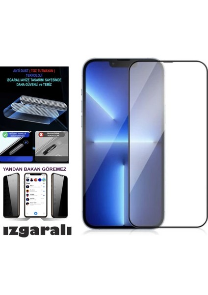 Iphone 11 Pro Max Hayalet Ekran Koruyucu Toz Filitreli Izgaralı Tam Kaplayan Kırılmaz Cam