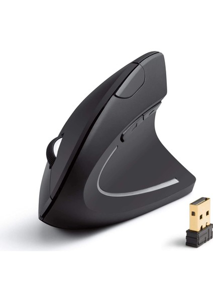 Kablosuz Dikey Ergonomik Optik Mouse 1600DPI 6 Tuşlu Vertical Siyah Mouse
