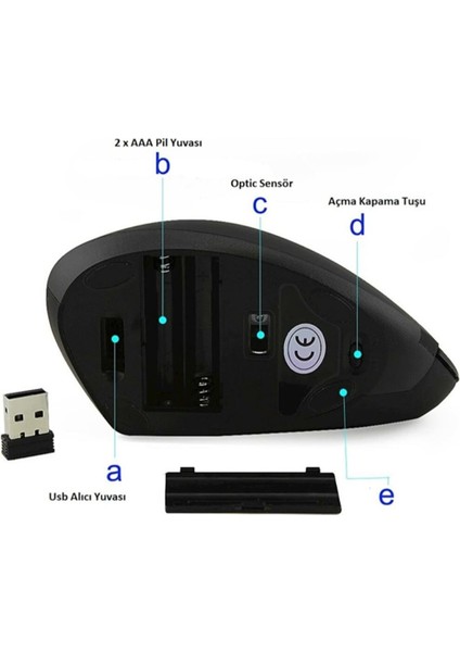 Kablosuz Dikey Ergonomik Optik Mouse 1600DPI 6 Tuşlu Vertical Siyah Mouse indirimleri