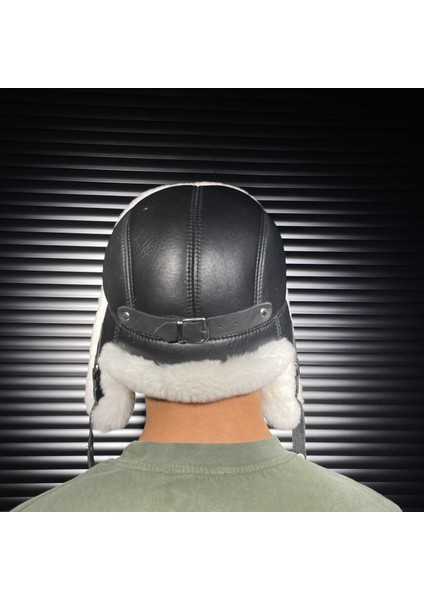 Kışlık Deri Kürklü Ushanka Pilot Unisex Şapkası