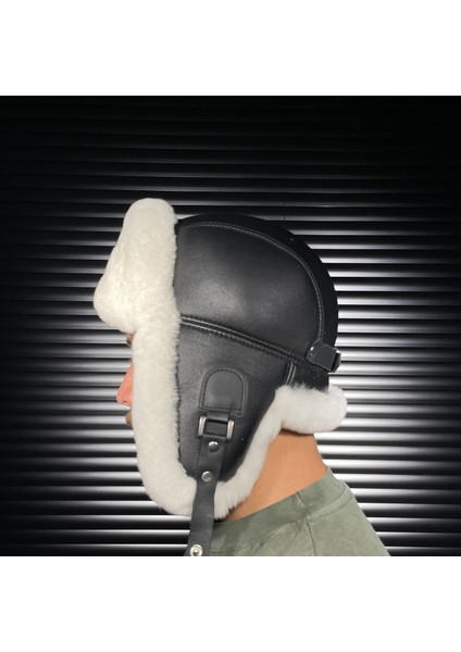 Kışlık Deri Kürklü Ushanka Pilot Unisex Şapkası