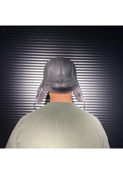 Kışlık Deri Kürklü Ushanka Pilot Unisex Şapkası
