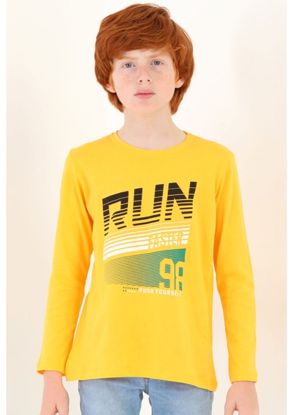 Erkek Çocuk Run Baskılı Uzun Kollu Tshirt