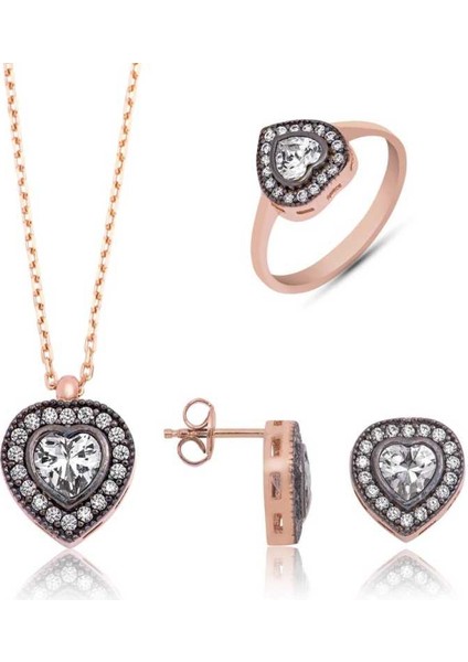 Gümüş Elmas Montür Kalpli Bayan Set fiyatları