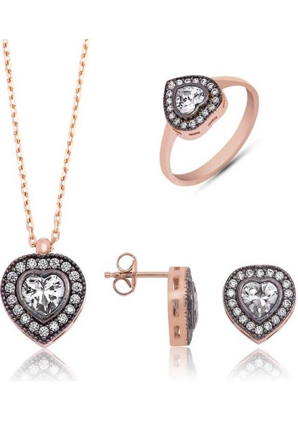 Gümüş Elmas Montür Kalpli Bayan Set modelleri