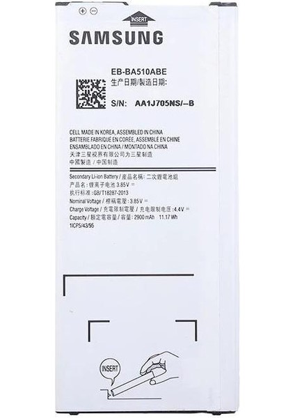 Samsung A5 2016 A510 Batarya Pil EB-BA510ABE Orijinal