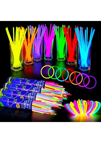 100 Adet Glow Stick Fosforlu Çubuk Bileklik