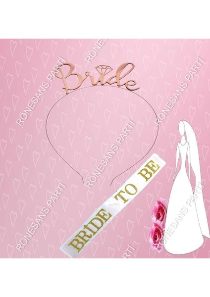 Bride To Be Metal Taç ve Beyaz Kuşak Seti Bekarlığa Veda Partisi