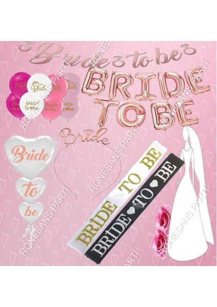 Bride To Be Rose Gold Balon Set Bekarlığa Veda Partisi Set-9