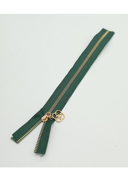 Başlıklı Fermuar 30 cm Light Gold Metal Zümrüt Yeşili