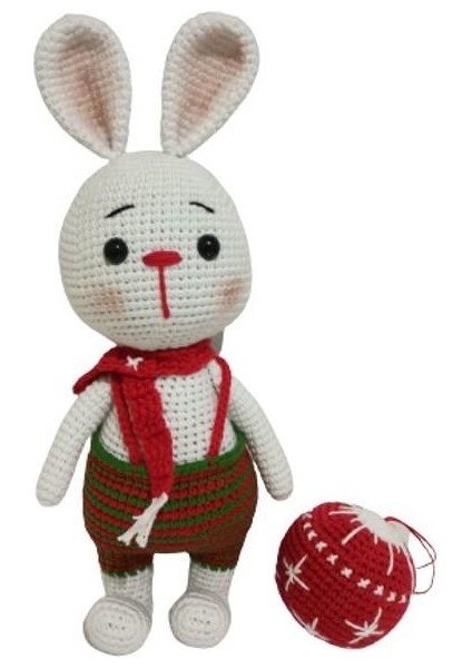 Tavşan Sunny ve Yılbaşı Süsü Amigurumi Organik Oyuncak