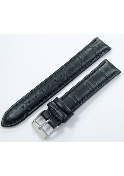 Bizon Deri Saat Kayışı 18MM Siyah Saat Kordonu Kroko Baskı Kalite