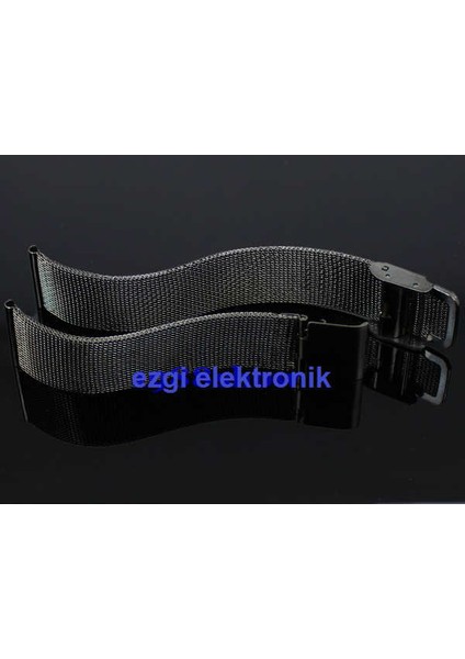 Siyah Çelik Ince Hasır 18MM Kordon Metal Örgü Saat Kordonu Kayışı