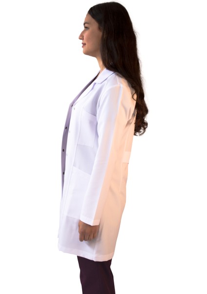 Gömlek Yaka Orta Boy Beyaz Kadın Doktor Öğretmen Laboratuvar Önlüğü