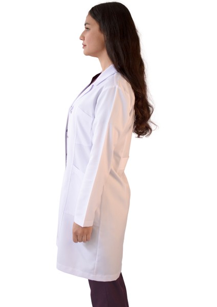 Gömlek Yaka Uzun Boy Beyaz Kadın Doktor Öğretmen Laboratuvar Önlüğü modelleri
