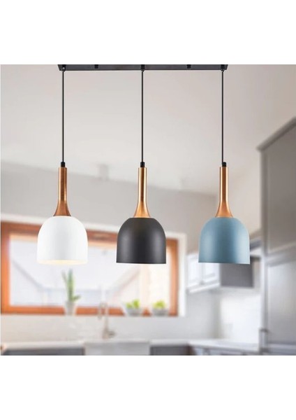 Retro Rustik 3XE27 Duylu Metal Masa Üstü Sarkıt Avize Taban UZUNLUĞU:60CM