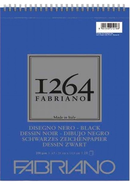 1264 Siyah Yapraklı Sulu Boya Defteri A5 200 gr 20 Yaprak