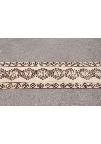 Kayra E x port Türk Halısı, Eskitme Halı, Halı, 78 x 481 cm Bej Halı, El Yapımı Koridor Halı, El Dokuma Merdiven Halı
