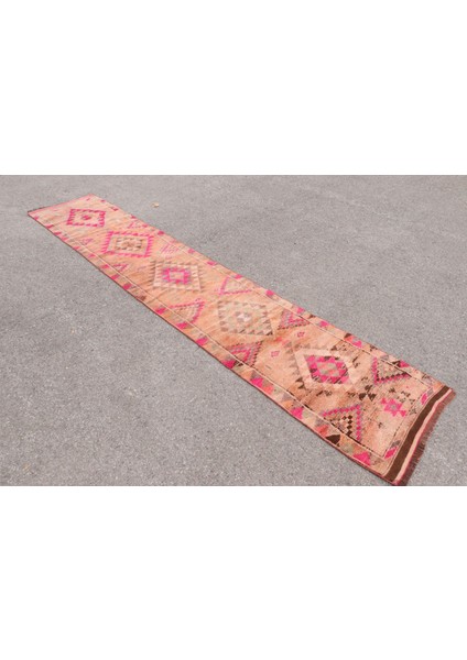 Kayra E x port Eskitme Halı, Türk Halısı, Halı, 71 x 389 cm Kahverengi Halı, El Dokuma Merdiven Halı, 5385 fiyatları