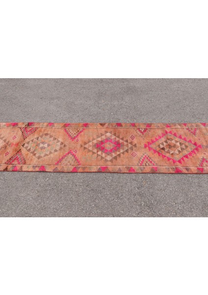 Kayra E x port Eskitme Halı, Türk Halısı, Halı, 71 x 389 cm Kahverengi Halı, El Dokuma Merdiven Halı, 5385 fırsatları