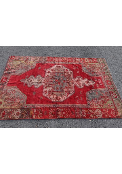 Kayra E x port Türk Halısı, Eskitme Halı, Halı, 118 x 81 cm Kırmızı Halı, Yün Hediyelik Halı, El Dokuma Banyo Halı,
