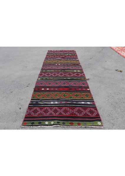 Kayra E x port Türk Halısı, Eskitme Halı, Halı, 120 x 353 cm Siyah Halı, El Yapımı Mutfak Halı, Merdiven Halı, 7593