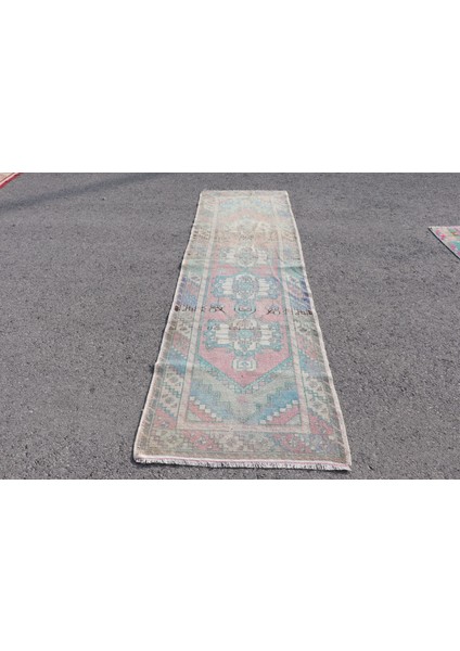Kayra E x port Türk Halısı, Eskitme Halı, Halı, 87 x 294 cm Mavi Halı, El Dokuma Merdiven Halı, Dekoratif Mutfak Halı
