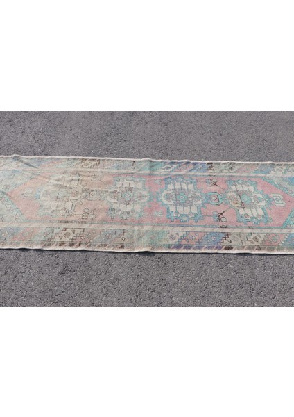 Kayra E x port Türk Halısı, Eskitme Halı, Halı, 87 x 294 cm Mavi Halı, El Dokuma Merdiven Halı, Dekoratif Mutfak Halı modelleri
