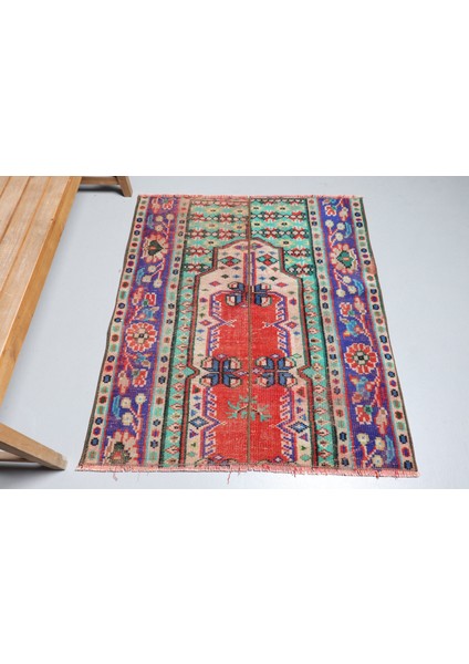 Kayra E x port Türk Halısı, Eskitme Halı, Halı, 102 x 119 cm Yeşil Halı, Bahçe Küçük Halı, El Yapımı Mutfak Halı, 90