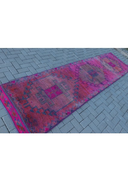 Kayra E x port Eskitme Halı, Türk Halısı, Halı, 92 x 364 cm Pempe Halı, El Yapımı Mutfak Halı, Merdiven Halı, 6599