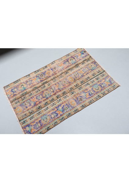 Kayra E x port Eskitme Halı, Türk Halısı, Halı, 70 x 109 cm Turuncu Halı, El Dokuma Banyo Halı, Bohemsı Küçük Halı,