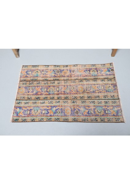 Kayra E x port Eskitme Halı, Türk Halısı, Halı, 70 x 109 cm Turuncu Halı, El Dokuma Banyo Halı, Bohemsı Küçük Halı,