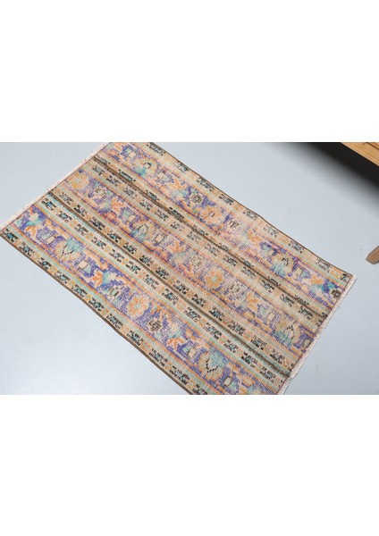 Kayra E x port Eskitme Halı, Türk Halısı, Halı, 70 x 109 cm Turuncu Halı, El Dokuma Banyo Halı, Bohemsı Küçük Halı,