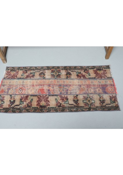 Kayra E x port Türk Halısı, Eskitme Halı, Halı, 55 x 119 cm Turuncu Halı, Dekoratif Kapı Paspası Halı, 9063